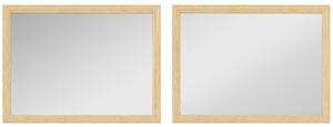 HOMCOM Wall Bathroom Mirror, 30 x 40 cm Wall-Mounted Mirror for Living Room, Bedroom, Hallway, Set of 2, Natural