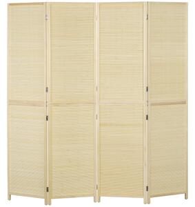 HOMCOM Room Divider, Freestanding Privacy Screen, 4 Panel Folding, 180 x 180cm, Natural