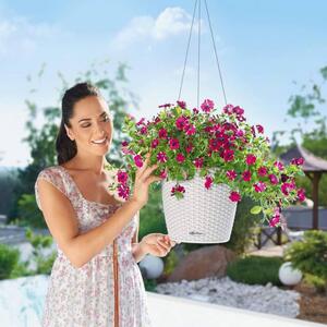 LECHUZA Hanging Planter NIDO Cottage 28 ALL-IN-ONE White