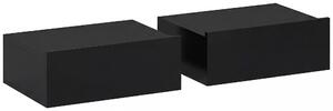 HOMCOM Floating Bedside Table Set of 2, Wall-Mounted Nightstand with Storage Drawer, Small Side End Table for Bedroom, Black