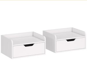HOMCOM Floating Nightstands Set of 2, Wall Mounted Bedside Table with Drawer for Bedroom, White