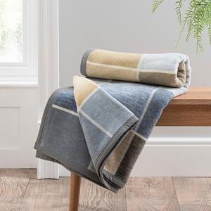 Super Soft Textured Check Blue Throw Blanket