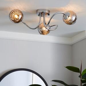 Arta 3 Light Semi Flush Chrome Ceiling Light