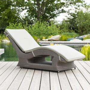 Haverhill Rattan Garden Fixed Sun Lounger In Grey Dusk