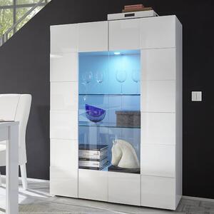 Aleta High Gloss Display Cabinet With 2 Doors In White And LED