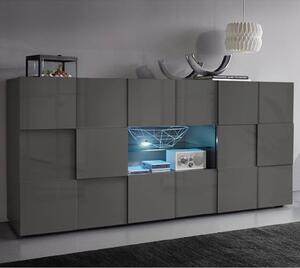 Aleta High Gloss Sideboard With 2 Doors 2 Drawers In Grey And LED