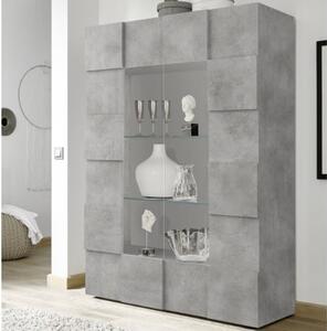 Aleta Wooden Display Cabinet With 2 Doors In Concrete