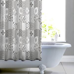 Geo Tile Grey Shower Curtain