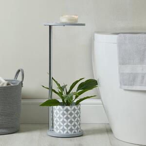 Geo Tile Grey Bath Side Table