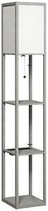 HOMCOM Floor Lamp with Shelves, 3 Layer Column Modern Standing Lamp for Living Room, Bedroom, Office, Grey