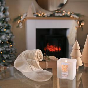 Heart and Home Bamboo Small Candle & Socks Gift Set White