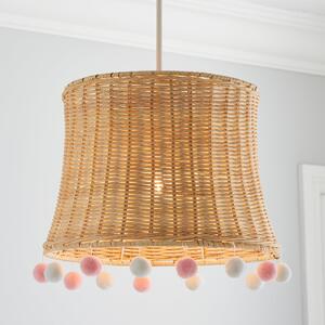 Fiesta Rattan Pom Pom Easy Fit Pendant Shade Pink