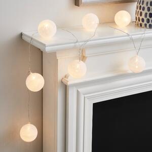 Fabric Ball 10 LED String Lights White