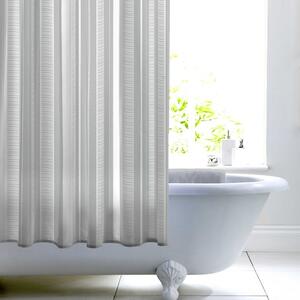 Sheared Metallic Silver Striped Shower Curtain