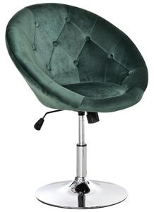 HOMCOM Modern Dining Height Bar Stool Velvet-Touch Tufted Fabric Adjustable Height Armless Tub Chair with Swivel Seat, Green