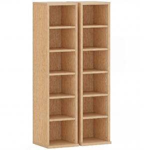 HOMCOM Set of 2 CD Media Display Shelf Unit Tower Rack with Adjustable Shelves, Natural