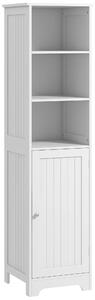 HOMCOM Slim Bathroom Storage Cabinet, Tall Bathroom Cabinet with 3 Open Shelves and Adjustable Shelf, White