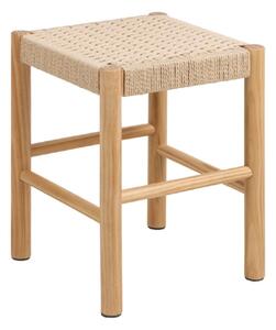 Albany Wooden Weaved Seating Stool In Off White And Oak