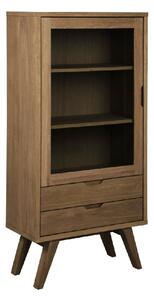 Agnano Wooden Display Cabinet With 1 Door 2 Drawers In Smoked Oak