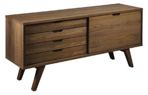 Agnano Wooden Sideboard 1 Sliding Door 4 Drawers In Smoked Oak