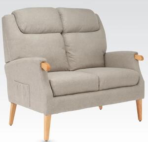 Ledyard Fabric 2 Seater Sofa In Taupe With Wooden Legs