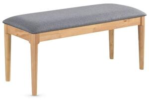 Orillia Carver Wooden Dining Bench In Oak With Grey Fabric Seat