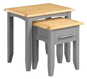 Roswell Wooden Nest Of 2 Tables In Mid Oak And Grey