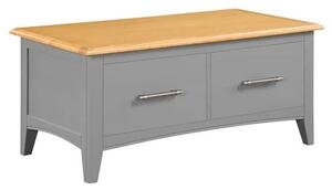 Roswell Wooden Coffee Table With 2 Drawers In Mid Oak And Grey