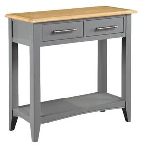 Roswell Wooden Console Table With 2 Drawers In Mid Oak And Grey