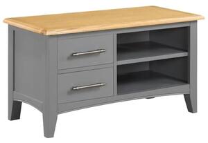 Roswell Wooden TV Stand 2 Drawers 1 Shelf In Mid Oak And Grey