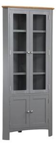 Roswell Wooden Display Cabinet Corner With 4 Doors In Grey