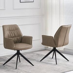 Beloit Taupe Faux Leather Dining Chairs In Pair