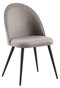 Zebulon Velvet Dining Chair In Grey With Black Metal Legs