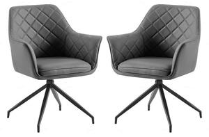 Alcoa Grey Faux Leather Dining Chairs In Pair