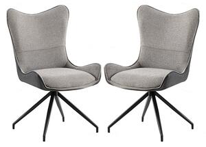 Conroe Light And Dark Grey Woven Fabric Dining Chairs In Pair