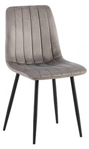 Terrell Velvet Dining Chair In Grey With Black Metal Legs