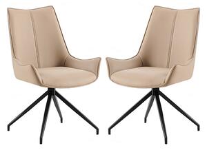 Zurich Mink Faux Leather Dining Chairs In Pair