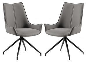 Zurich Grey Faux Leather Dining Chairs In Pair