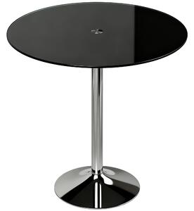 HOMCOM Round Bar Table, Modern Dining Table with Tempered Glass Top and Steel Frame for 4, 70 x 70 x 75.5cm, Black