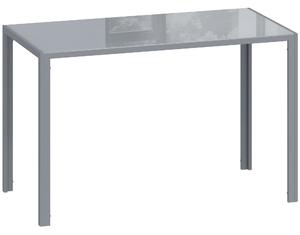 HOMCOM 120cm Dining Table, Rectangle 4 Seater Kitchen Table with Tempered Glass Top and Metal Legs, Grey