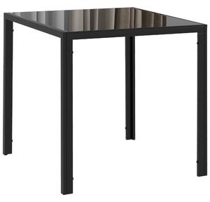 HOMCOM Modern Square Dining Table for 2-4 People, with Glass Top & Metal Legs, Black