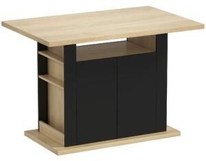 HOMCOM Kitchen Island with Spice Rack, Kitchen Storage with Large Tabletop for 4 People, Adjustable Shelves Black & Natural