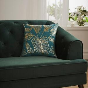 Tropical Leaf Teal Cushion Cover