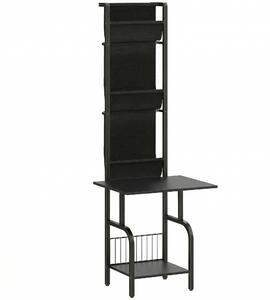 HOMCOM Vinyl Record Player Stand Record Storage with Player Stand Oxford Fabric Pockets Bottom Shelf, Black