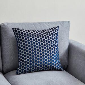 Cut Velvet Polka Dot Navy Cushion