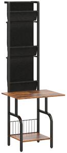 HOMCOM Vinyl Record Player Stand Record Storage with Player Stand Oxford Fabric Pockets Bottom Shelf Rustic Brown and Black