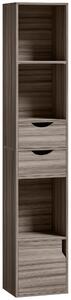 HOMCOM Bookcase with Drawers Adjustable Shelf Bookshelf with 2 Drawers and Cabinet 158 cm Grey