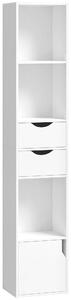 HOMCOM Bookcase with Drawers Adjustable Shelf Bookshelf with 2 Drawers and Cabinet 158 cm White