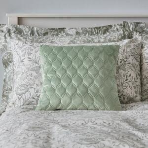 Evesham Green Quilted Velvet Cushion