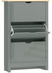 HOMCOM Slim Shoe Cabinet, Narrow Shoe Cupboard with 3 Flip Drawers, Adjustable Shelves for 18 Pairs of Shoes, Light Grey